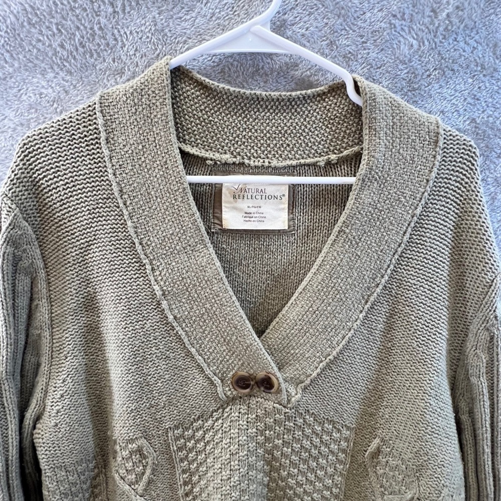 Natural Reflections Womens XL‎ Tan Cable Knit cabin Rustic Grandmother Gorpcore